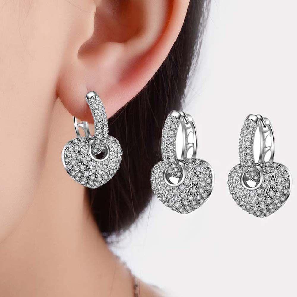 

Девушки Стразы Женские Серьги Ювелирные Изделия Висячие Серьги Кристалл Форма Сердца