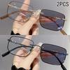 1PCS Photosensitive Color-changing Anti-blue Light Frameless Metal Frame Myopia Glasses for Students 3325