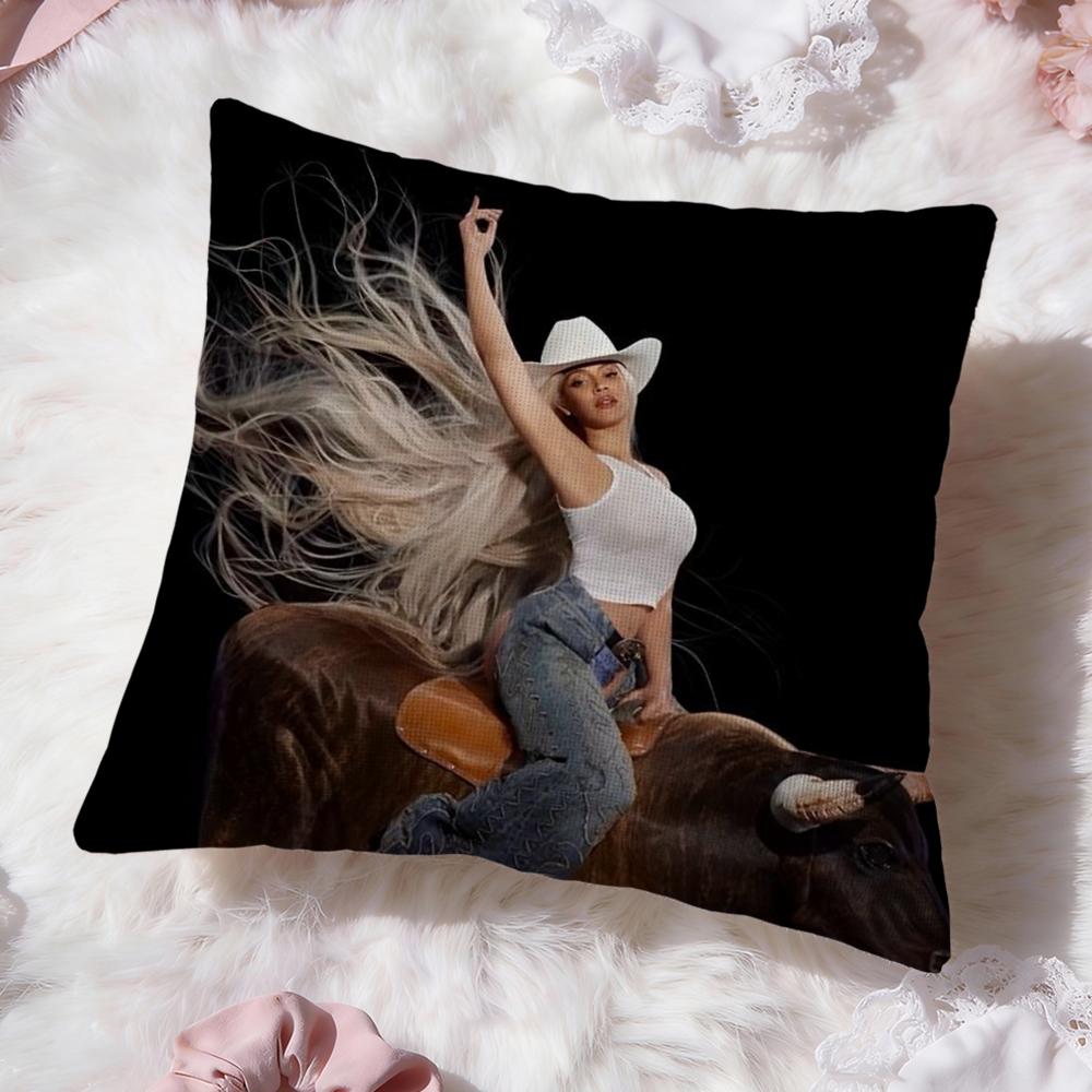 Singer B-Beyonce Cowboy Cushion Cover Premium Comfort Reversible Pillow Cove -Two In One Design for Any Room & Car Interior