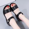 Women Chunky Sandals Casual Black Thick Sole Wedge Shoes Height Increase Platform Open Toe Sandals for Mother