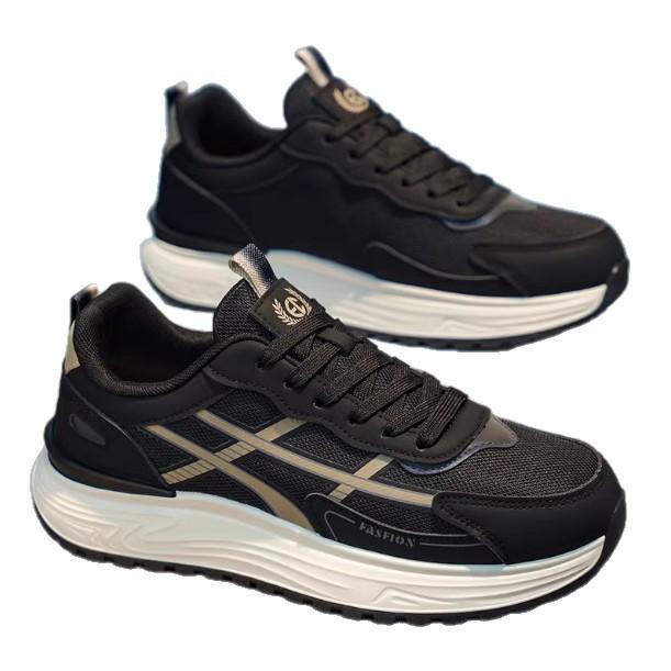 Men's Shoes Trendy Brand High-end Versatile Running Anti Slip Sports Leisure Thick Sole Height Increasing Black Dad Men