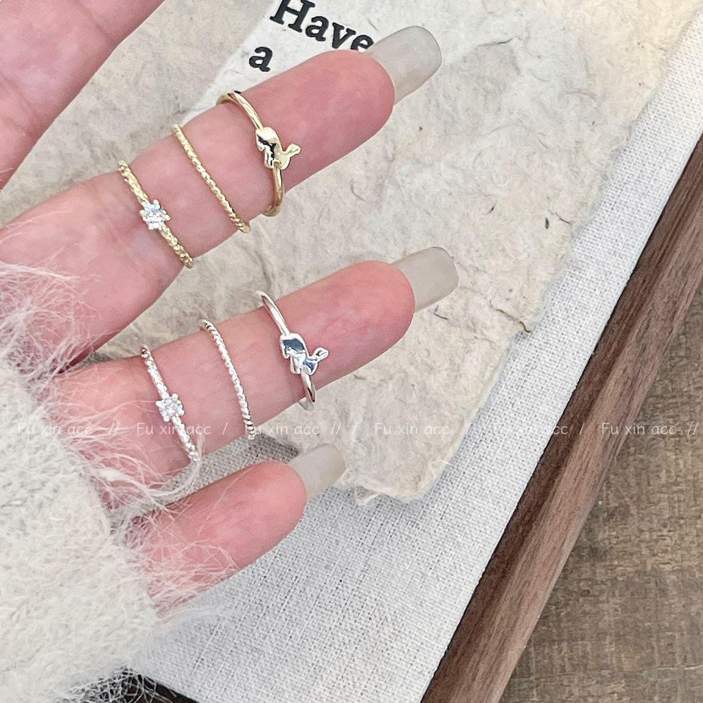 Elegant Rabbit Zircon Ring: Gold & Silver, All-Match Jewelry