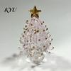 Colorful Glass Tree Art Glazed Christmas Ornament with Star Topper, Party Table Decor Art, Faux Crystal Tabletop for Home Office Holiday Centerpiece