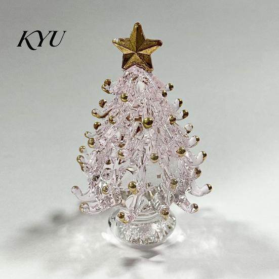 Colorful Glass Tree Art Glazed Christmas Ornament with Star Topper, Party Table Decor Art, Faux Crystal Tabletop for Home Office Holiday Centerpiece