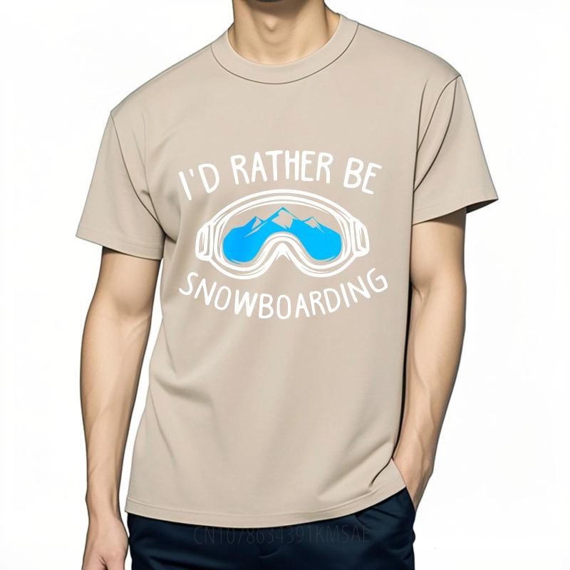 Plus Size Summer Teenagers T Shirt Id Rather Be Snowboarding Goggles Mountain Short Sleeve Travel Crew Neck Tops Unisex Tee Shirt