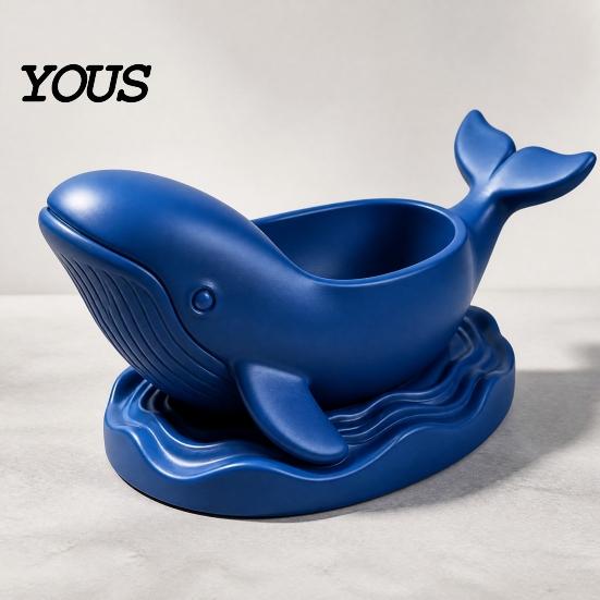 Functional Resin Whale Figurine 3D Printed Shaped Storage Bowl, Ocean Theme Jewelry Tray for Entryway Key Organizer Vanity, Multifunctional