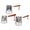 Milk Frothing Pitcher 304 Stainless Steel Milk Frother Cup with Wood Handle Spout for Coffee Art Heating Oil Melting