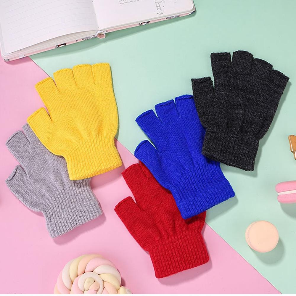 1pair New Novelty Men/Women Black Knitted Stretch Elastic Warm Half Finger Fingerless Gloves Outdoor Cycling Gloves Accessories