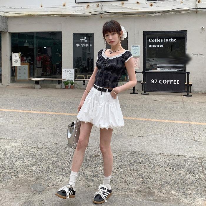 Korean Style High Waist Pleated Bud Skirt - Women's Versatile Summer Anti-exposure Short Skirt