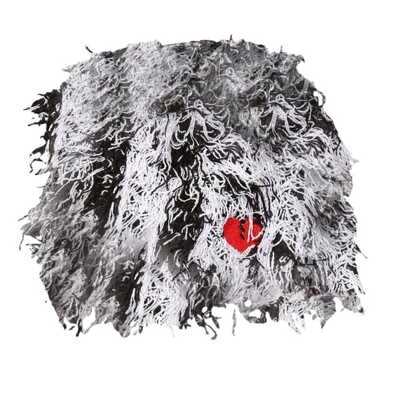 Knitted Beanie Hat for Students Adult Windproof Foldable Winter Hat Handmade Embroidery Heart Keep Warm Cycling Hat