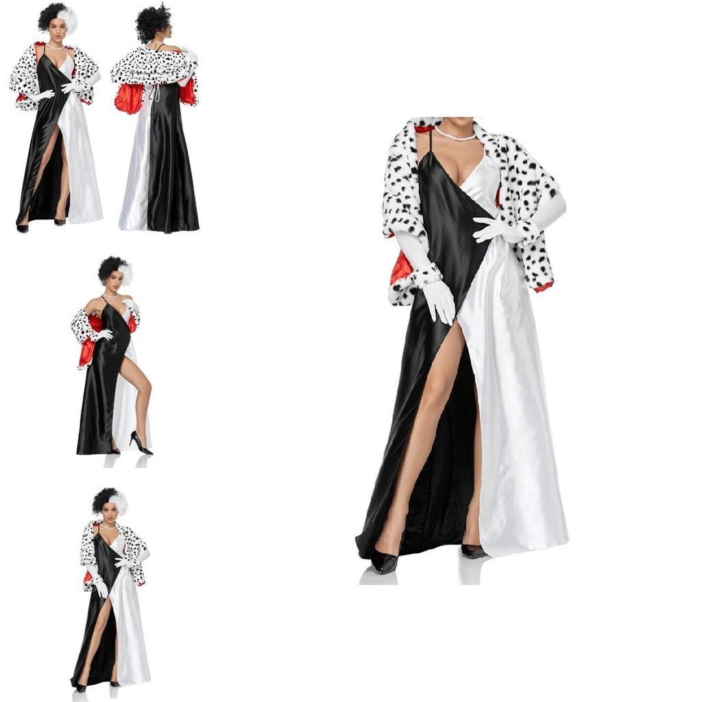 Auf Lager 101 Dalmatiner Cosplay Kostüm Cruella De Vil Bösewicht Charakter Hohe Qualität