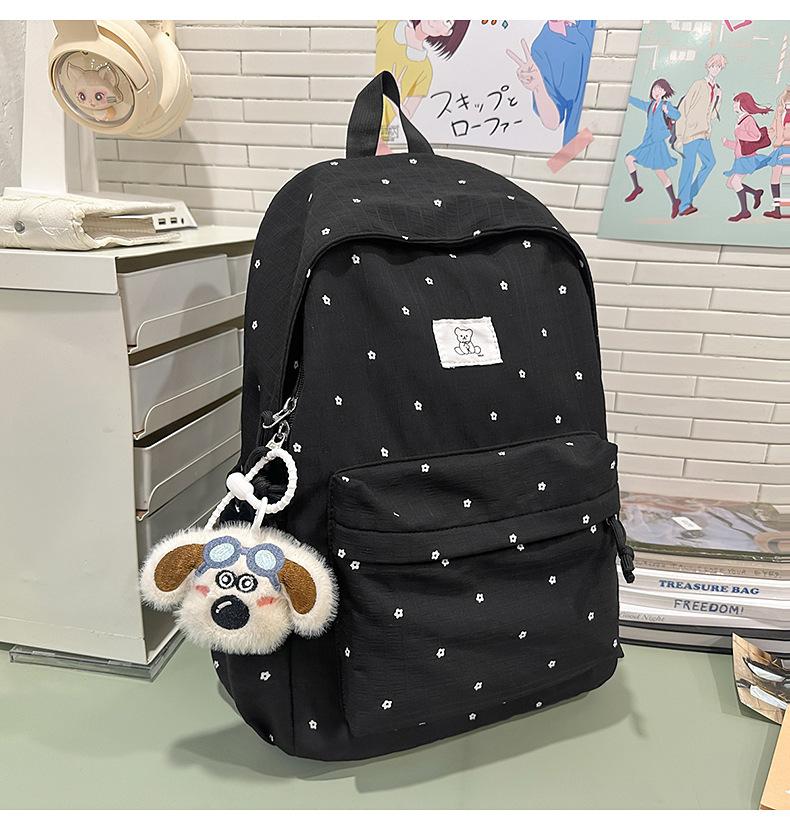 Schoolbag Small Fresh Casual Schoolbag Simple and Versatile Polka Dot Printed Backpack Female Junior High School College Student Travel Backpack Tide