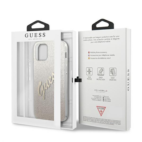 Guess Guhcp12Spcuglsgo Iphone 12 Mini5,4 Złoty/Gold Hardcase Glitter Gradient Script