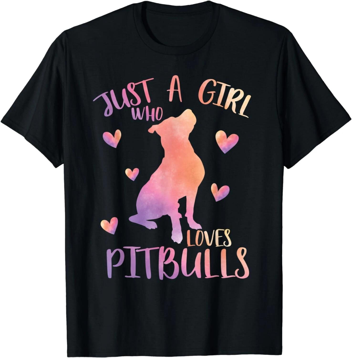Just a Girl Who Loves Pitbulls Watercolor Pitbull Dog Lover Gift Unisex T-Shirt XL