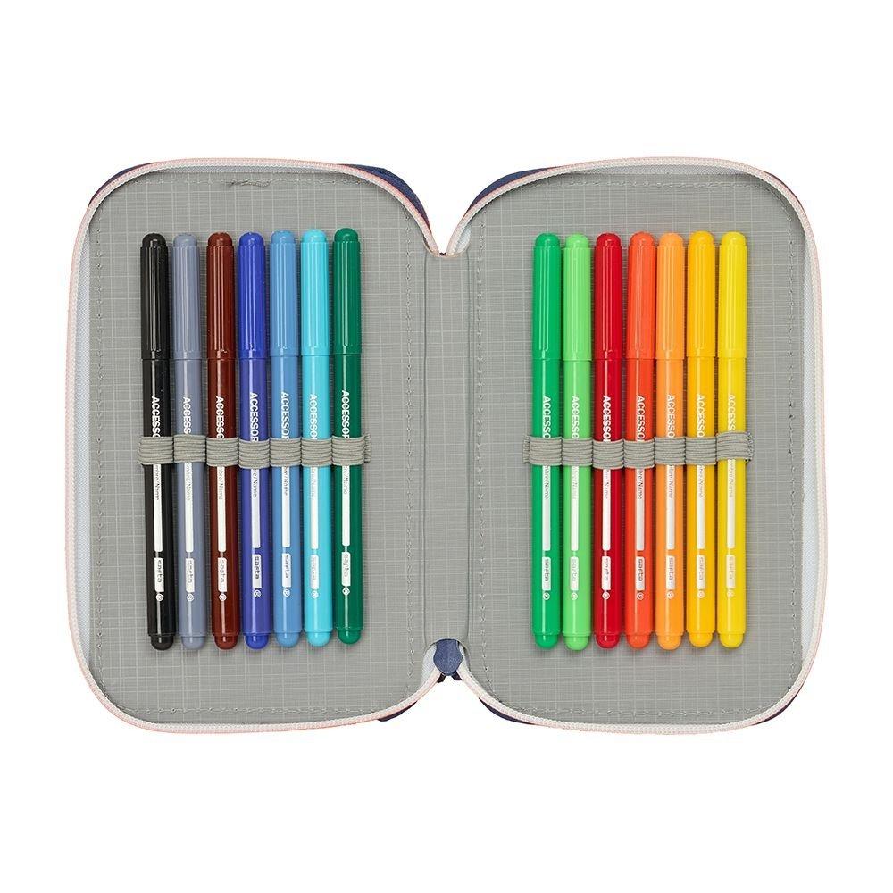 FC Barcelona Double Filled Pencil Case 29 Pcs 412526854 Navy Blue