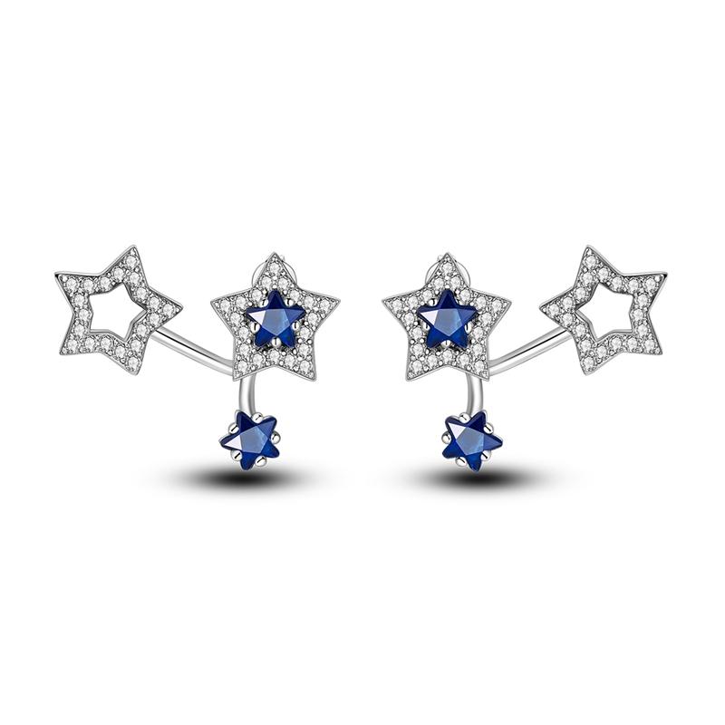 Original Design Hoop Earrings For Women 925 Silver Colorful Zircon Star Moon Series Elegant Jewelry DIY Making