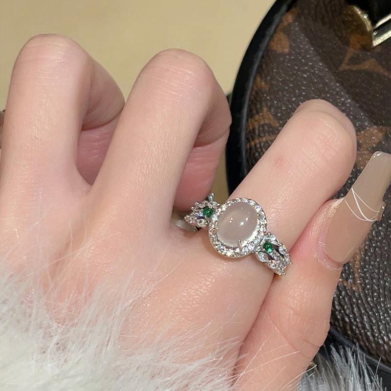 Gentle style sparkling engagement rings High quality natural Ice seed chalcedony rings for women crystal luxury wedding jewelry