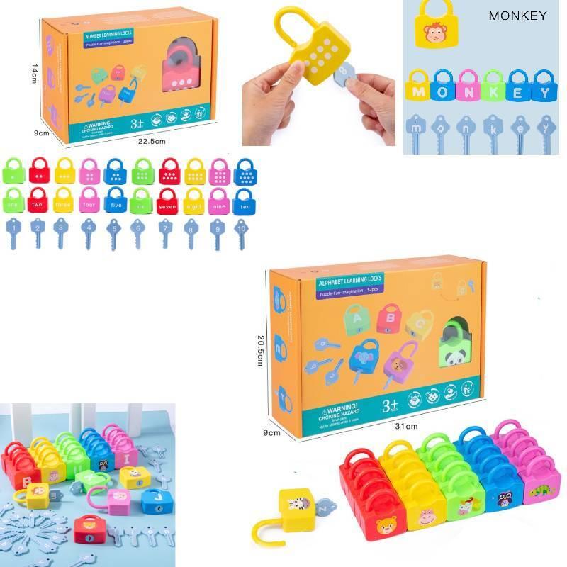 Kids Learning Lock Keys Alphabet Number Matching Early Education Toys