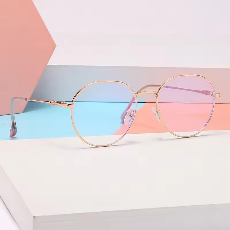 Anti-blue Light Glasses Round Metal Eyewear Women Men Exquisite Luxury Eyeglasses Blue Light Blocking Man Lady Computer Eyeglas
