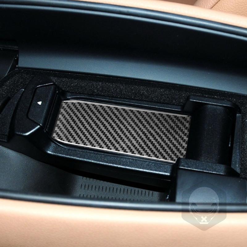 Carbon Fiber Car Accessories Armrest Panel Interior Trim Cover Soft Sticker For BMW 7 Series F01 730li 740li 750li 2009-2014