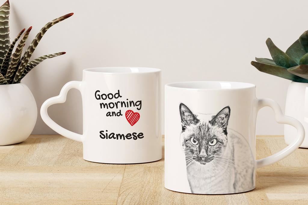 Siamese - cat mug, adorable heart-shaped handle mug, universal gift from Art-Dog brand