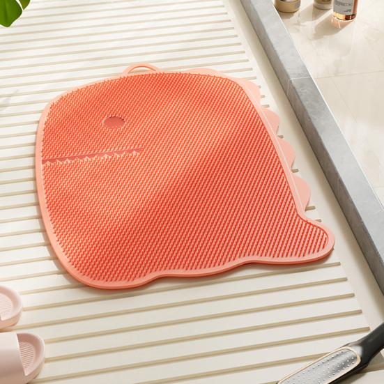 Yousheng Foot Rub Mat Dinosaur Shape Deep Cleaning Anti-Slip Suction Cup Foot Fatigue Mat Bathroom Decor Foot Care Helper