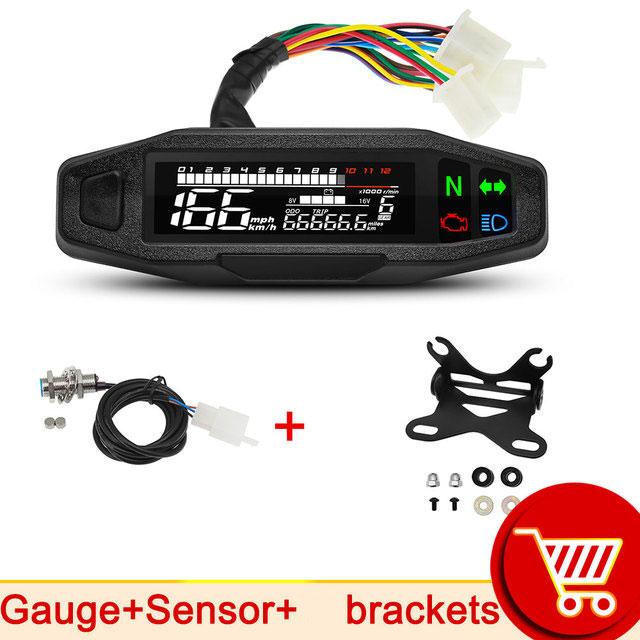 AD With Turn Signal Light Indicator Motorcycle Speedometer Oil Gauge Tachometer Universal Digital Odometer Meter Instrument