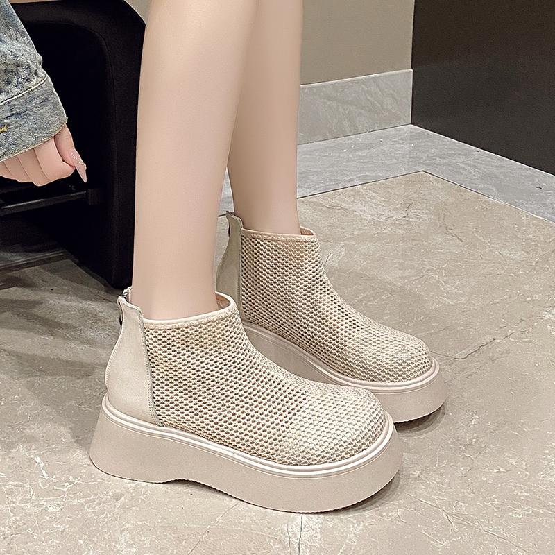 Fashion New Summer Women's Mesh Hollow Out High Top Thin Boots Thick Sole Non Slip Breathable Slip-On  Womens Shoes  Sandal