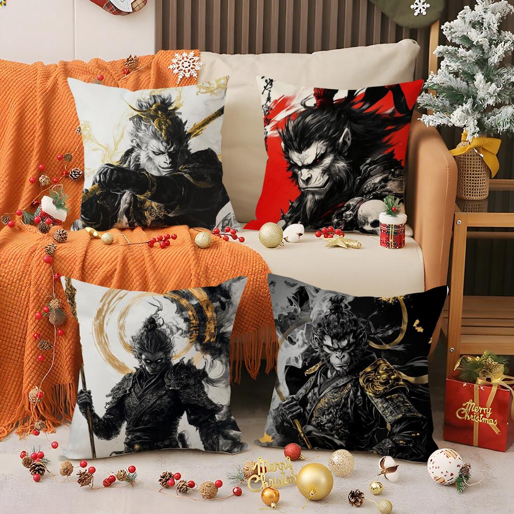 Black Myth Wukong Pillow Case Pattern Printed Pillowcase For Living Room Sofa Cushion Cover & Bedroom Decor