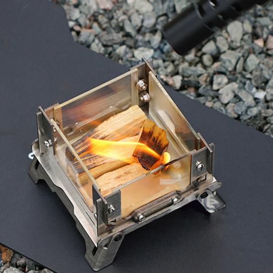Mini Outdoor Wood Burning Stove Stainless Steel Camping Hiking Survival