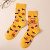 Halloween Matching Couple Socks, Funny Pumpkin Design Mid Calf Casual Socks for Men and Women