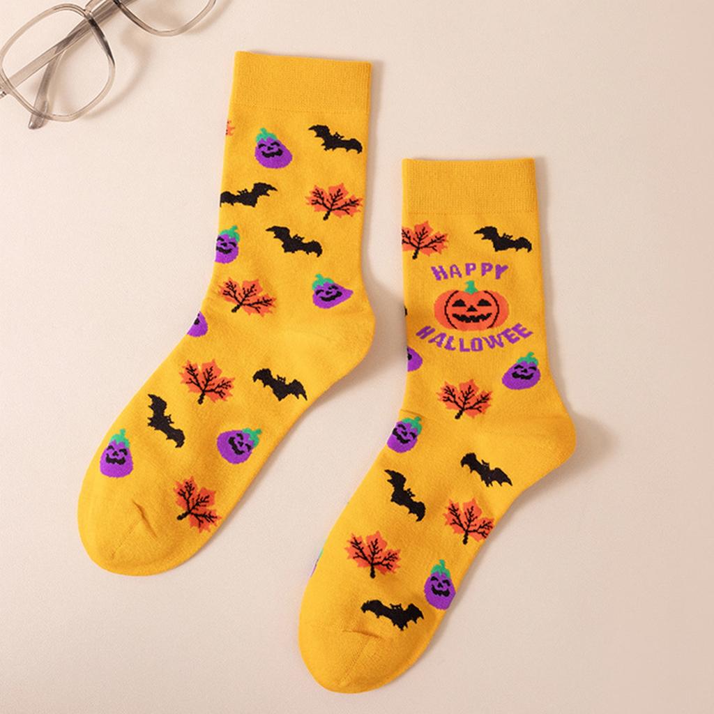 Halloween Matching Couple Socks, Funny Pumpkin Design Mid Calf Casual Socks for Men and Women