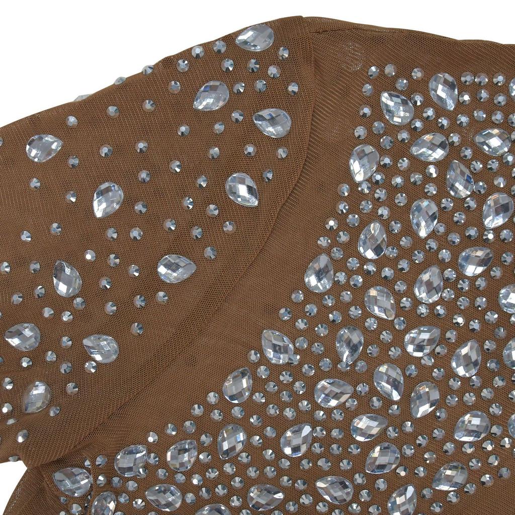 Europäisches und Amerikanisches Mode Strassstein Langes Kleid - Rundhals Damenbekleidung