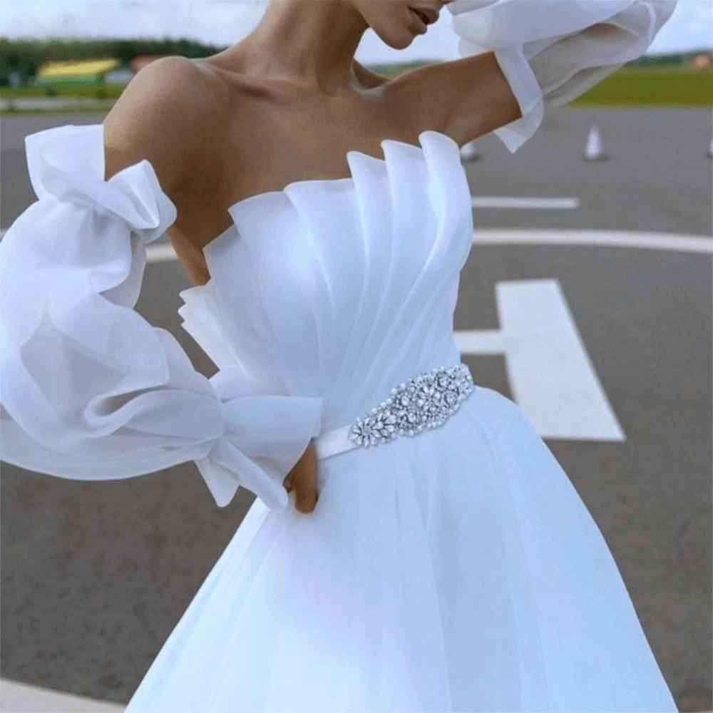 Silver Bridal Belt Long Bridal Sashes Sweet Wedding Belt Wedding