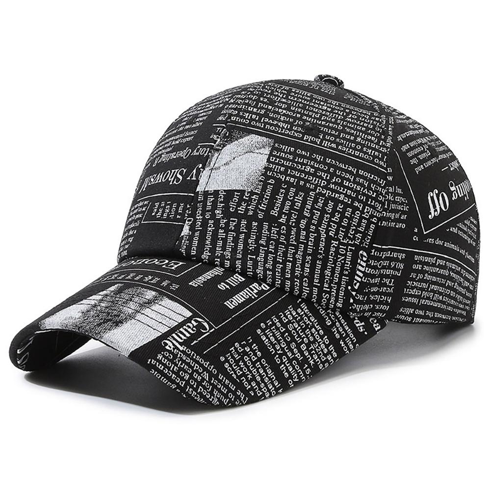 Newspaper Pattern Personality Graffiti Baseball Cap Fashion Street Hip Hop Duck Cap Outdoor Sports Visor Sun Protection Visor Hat Truck Driver Hat