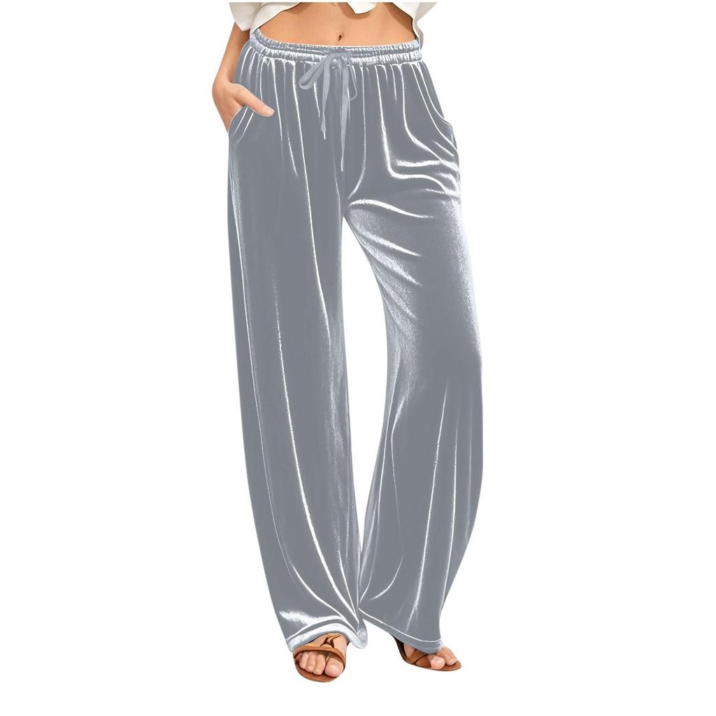 2026 European & American Velvet Wide-Leg Drawstring Pants