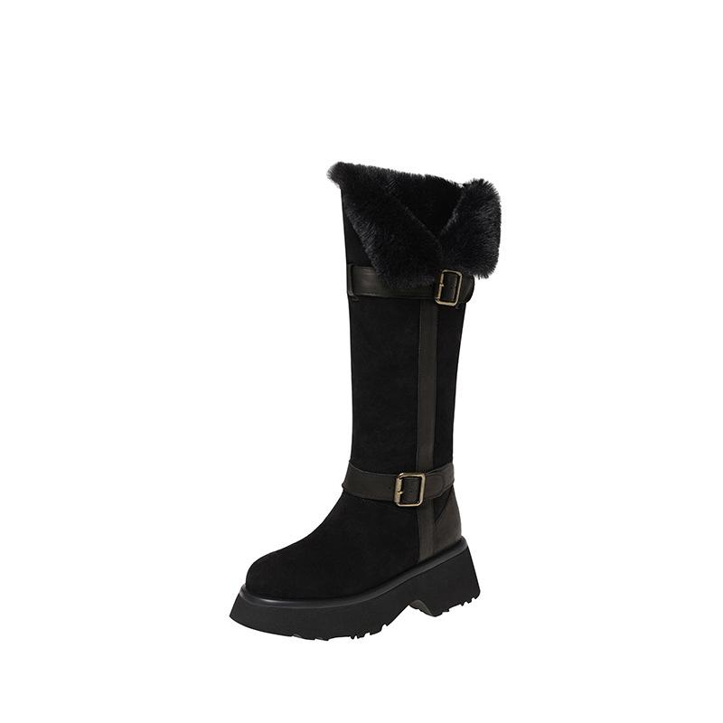

Maillard big hair two wear snow boots 2025 winter suede round head northeast thickened fur warm heightening cotton boots 39