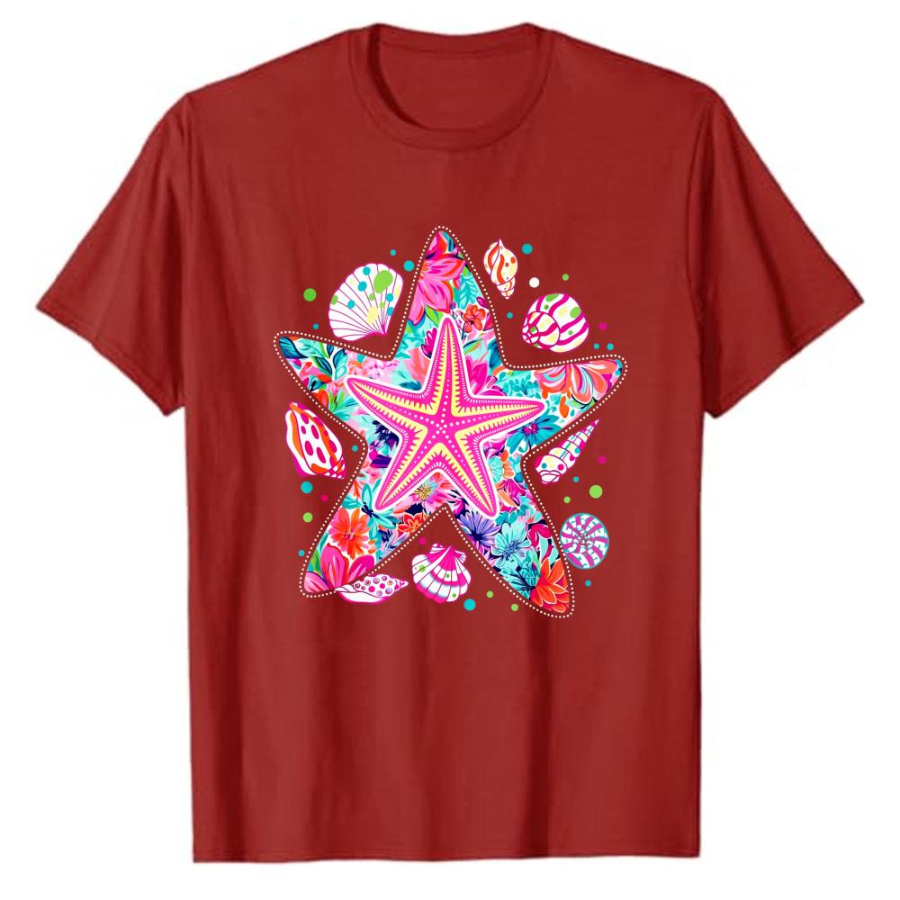 Summer Shirt Unisex Saltwater Seashells Sunshine Graphic Shirts Beach Vacation Tee Cute Coastal Short Sleeve T Shirt Fashion Trend