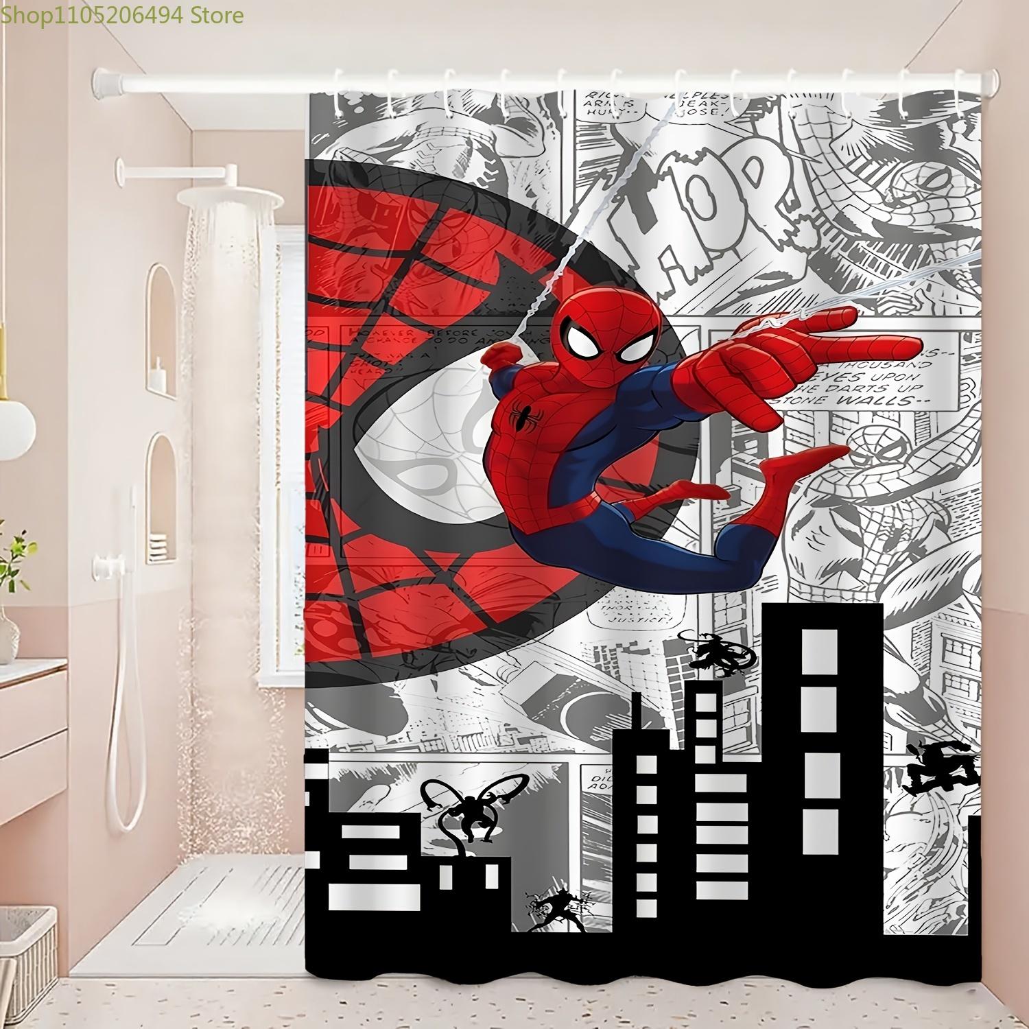 Marvel 1pc Printed Shower Curtain - Spider-Man Swinging Through the City, Durable, Perfect for Cozy Home Bathrooms & Guest Bat 90x180cm