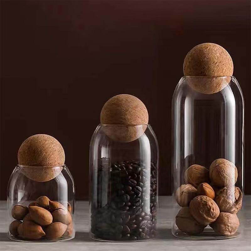 Dilona Borosilicate Glass Storage Jar with Cork Ball Stopper