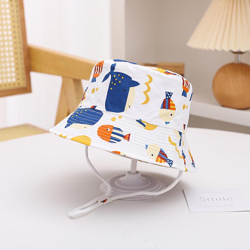 2025 Children's Cartoon Bucket Hat: Cute Car & Dinosaur Print, Summer Cotton Beach Fisherman Hat
