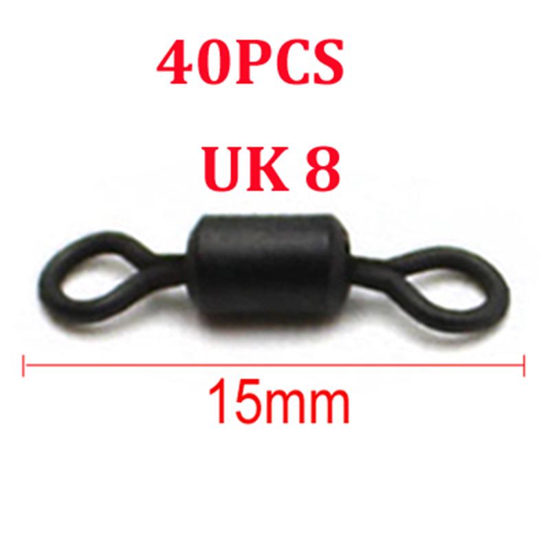 40 STK Karpefisketilbehør Fiske Micro Rolling Swivel Quick Change Ring Swivels Loop Swivels Carp Chod Running Rigger Takle