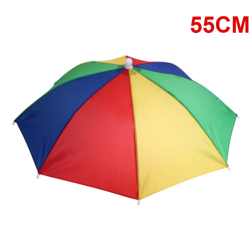 55/65/69/77/95cm Outdoor Fishing Caps Rain Umbrella Hat Foldable Fishing Sunshade Headwear Cap Waterproof Camping Beach Sun Hat