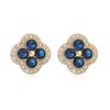 Gold Plated Cubic Zirconia Flower Earrings Romantic Metal Studs For Women Jewelry Gift 1 Pair