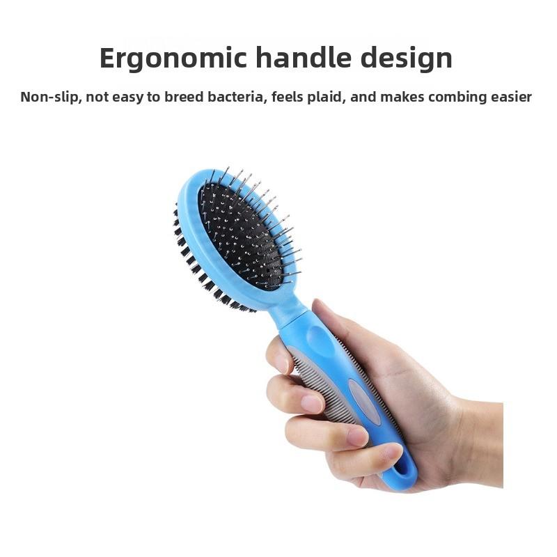 Pet grooming double-sided comb - dog & cat deshedding and detangling brush