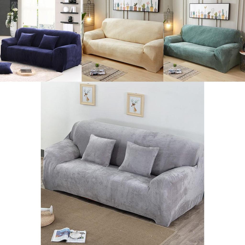 Wrinkle Resistant Easy Fit Sofa Slipcover Thick Plush Velvet Protector For All Sizes