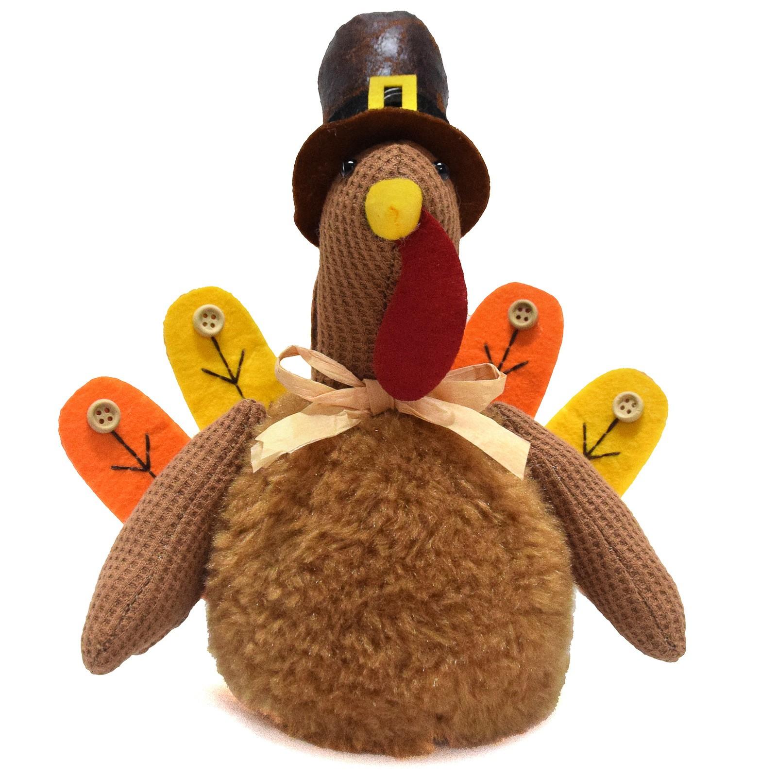 Cute Thanksgiving Day Decor Turkey Plush Ornaments Handmade Gobbler Gifts Fall Stuffed Turkey Doll Indoor Tabletop Decorations One Size