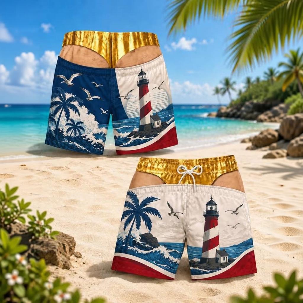 Herren Strandshorts Hawaiianische Badeshorts für den Sommer