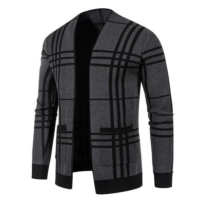 Autumn Men's Knit Cardigan Striped Slim Fit Sweater Outerwear Long Sleeve Jacket Coats Knit Warm Tops