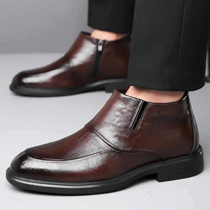 Fashion Men's Leather Shoes Chelsea Boots Solid Color British Style Business Dress Shoes Fleece Chelsea Boots Fashion Casual Shoes Man